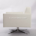 White Kennedee Rotatanle leather armchair